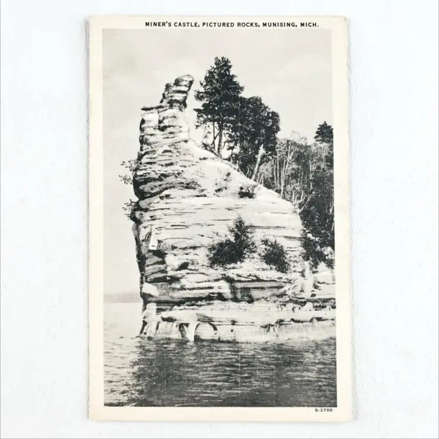 Munising Miners Castle Rock Postcard 1930s Michigan Lake Linen Curt Teich A2579
