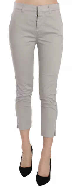 JUCCA Pants Gray High Waist Slim Fit Cropped Trousers s. IT40 /US6 /S RRP $370