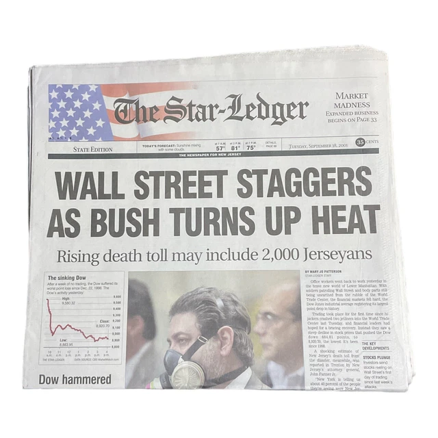 NEW JERSEY THE Star Ledger Newspaper September 18 2001 After/Post 9/11