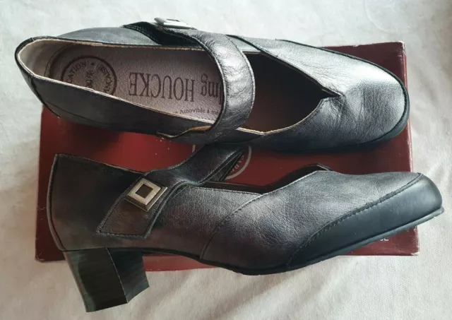 Chaussures en cuir noir/oxyde neuves Jmg Houcke modèle Obtus taille 41 (pa)