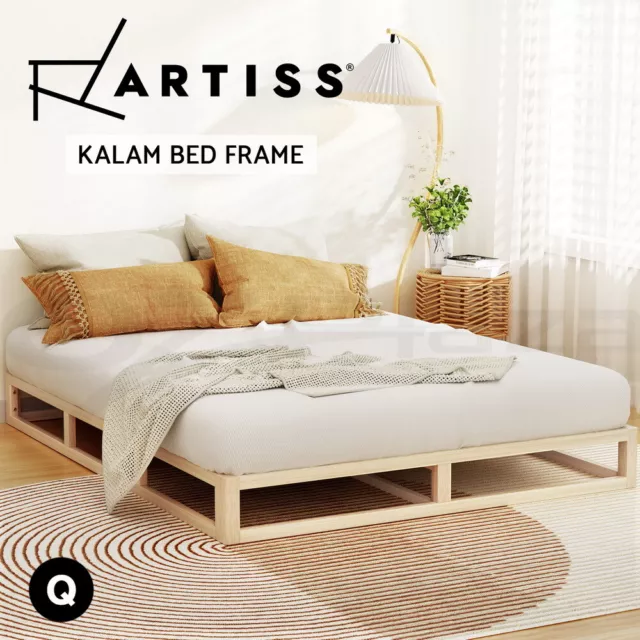 Artiss Bed Frame Queen Size Wooden Base Mattress Platform Timber Pine KALAM