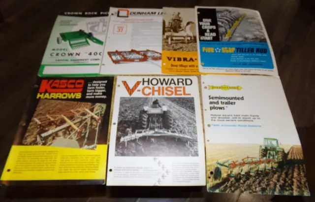 7-lot vintage assorted tillage equipment brochures in good shape used