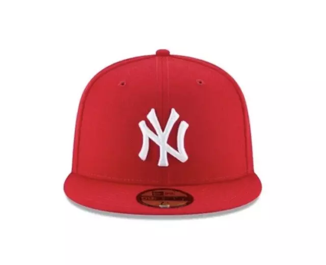 New York Yankees Red Fitted Cap Hat New Era Scarlet NY 59Fifty