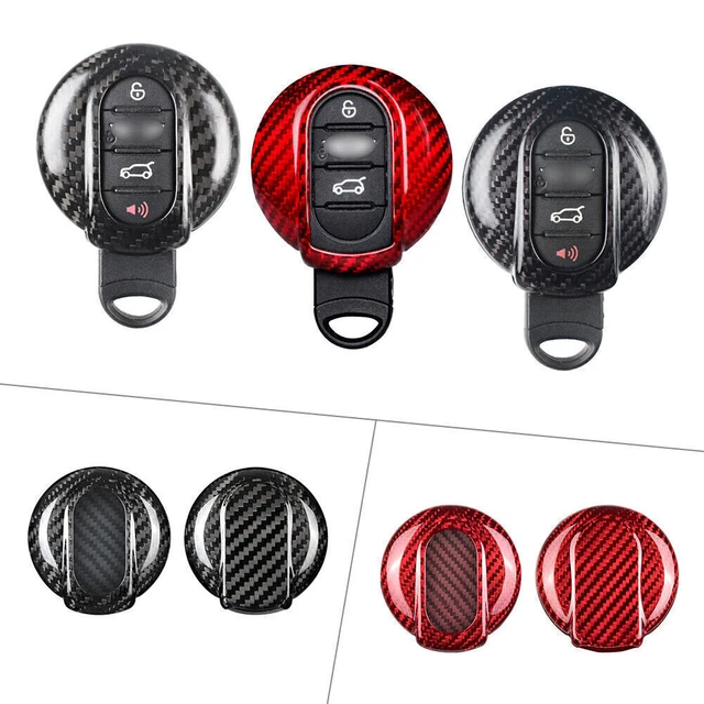 Custodia Cover Chiave Telecomando Fibra di Carbonio Nero per BMW Mini F54 F56 F55 F57 F60 UK po