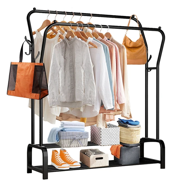 clothes rack clothing rack heavy duty 2 Bar Metal Closet Organizer Storage Shoes