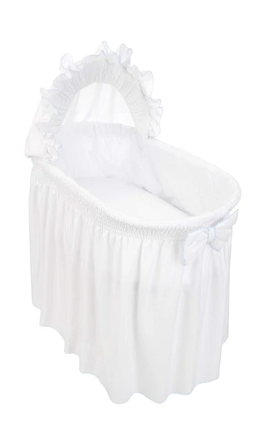Baby Doll Bedding Drake Linen Look Bassinet Skirt/Hood Cover, Blue