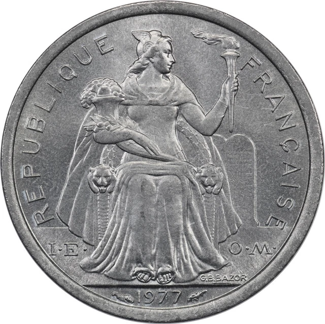 New Caledonia - 1 Franc - 1977 - Unc - Kagu Bird