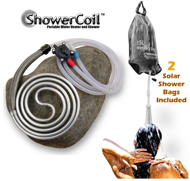 BOUNDARYTEC SHOWERCOIL PORTABLE Water Heater Camping Shower camp coil fire  solar $99.95 - PicClick