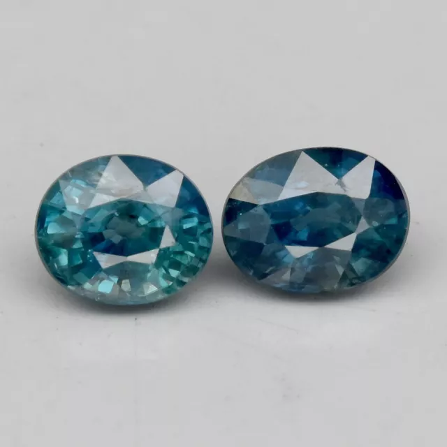 Pair 2pcs/1.20ct t.w Oval Green-Blue Sapphire Gemstone Australia, Heated