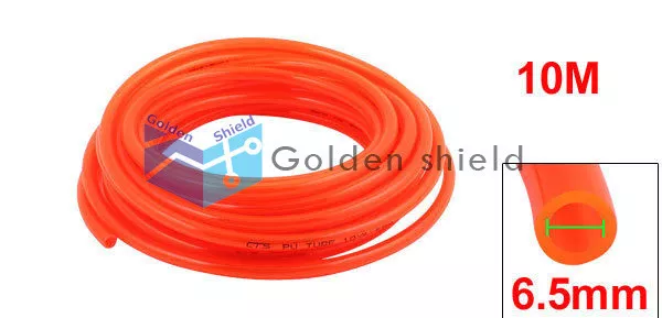 Fleaxible PU Tube Pneumatic Polyurethane Hose Orange Red10mm x 6.5mm 10M Length 3