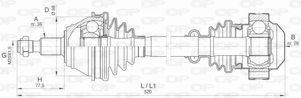 Cardan De Transmission Avant Gauche Pour VW Touran 1T 1.9/2.0 TDI 2003-2015 – Neuf