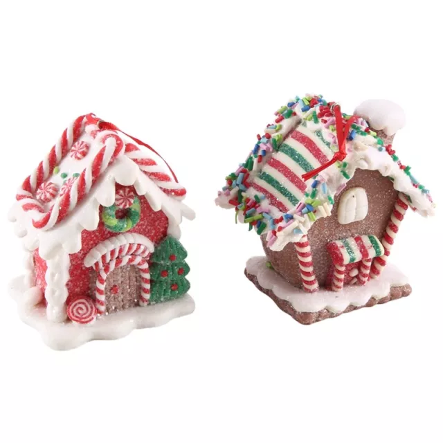 2 piezas Colgante de silicona para casas de Navidad para decoración navideña9202