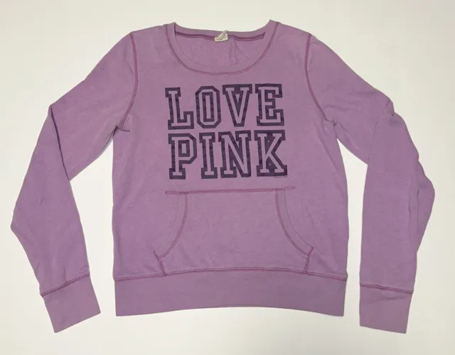Pink Victoria's Secret Sweatshirt Large Long Sleeve Crew Neck Pocket Purple