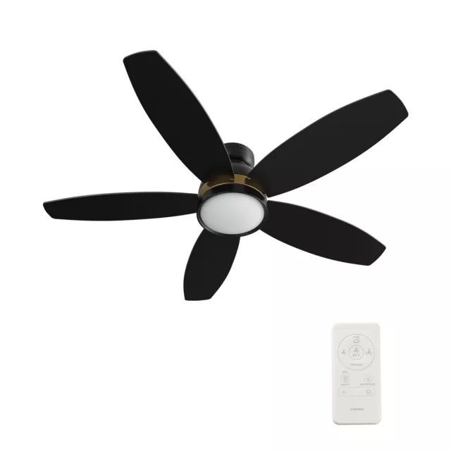 48 Inch Black Gold Smart Ceiling Fan with LED Light Remote 10 Speed