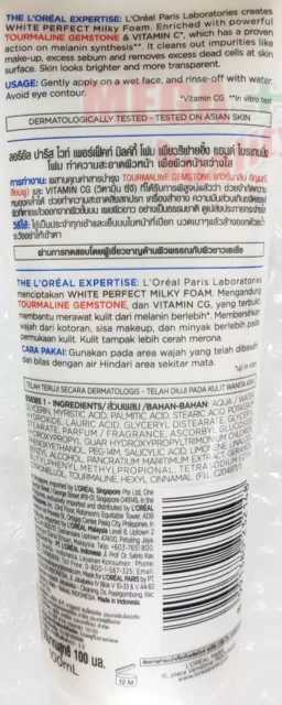 100 ml. Espuma lechosa rosada transparente LOREAL brillante perfecta purifica e ilumina 2