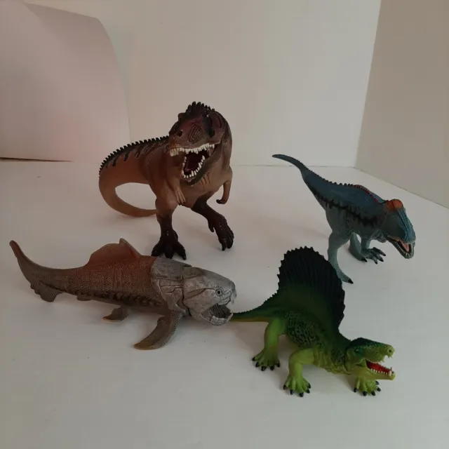 Lot of 4 Schleich Dinosaur Figures Tyrannosaurus Rex Dunkleosteus Dimetrodon