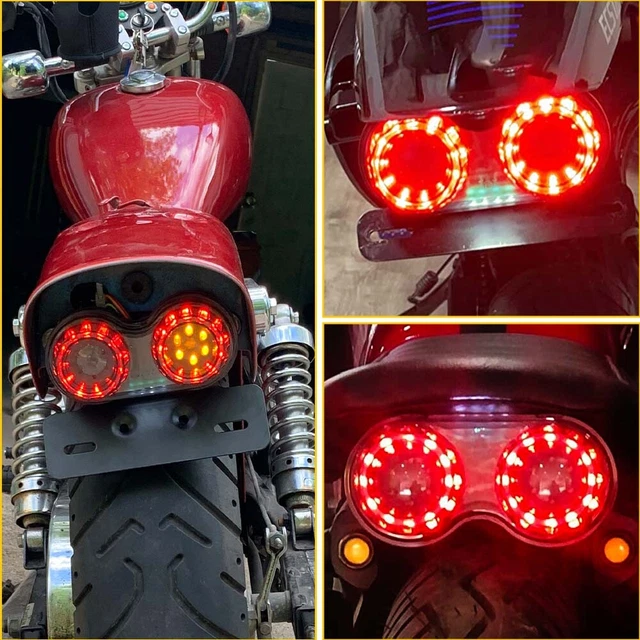 2Set Motorcycle LED Dual Tail Light Turn Signal Brake License Plate Lights ATV