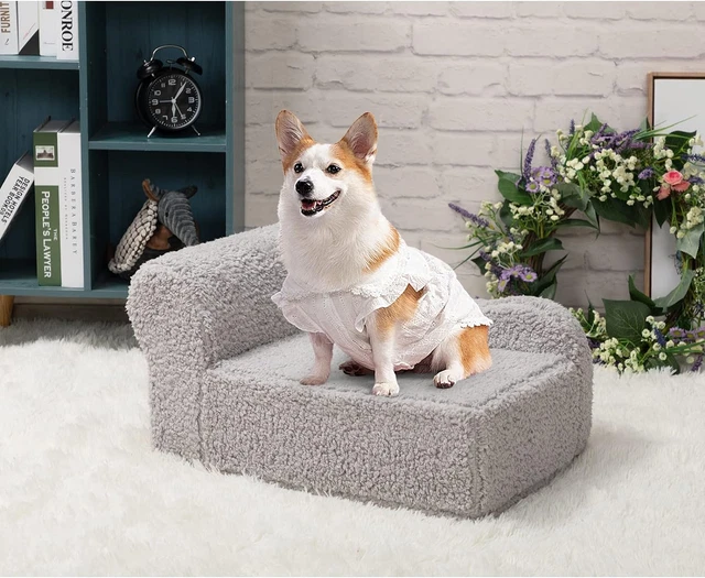 Pet Sofa Bed, Dog Open Couch, Cat Sleeping Bed, Sherpa Fleece Chair for Lounger,