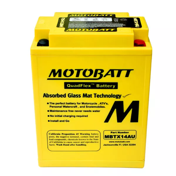 MotoBatt AGM Battery 1994-10 fits Kawasaki EX 500 D Ninja 500 1987-93 EX 500 A