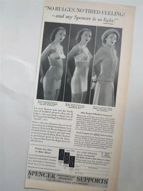 Vintage 1949 SPENCER SUPPORTS LADIES GIRDLE B&W Magazine Ad