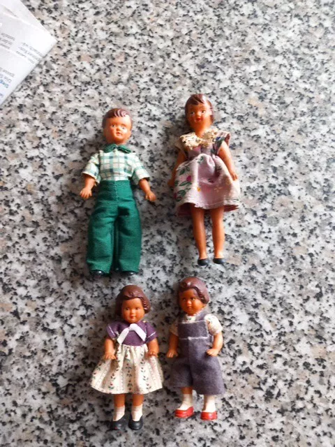 4 alte Biegepuppen Puppen für die Puppentube Puppenstubenpuppe