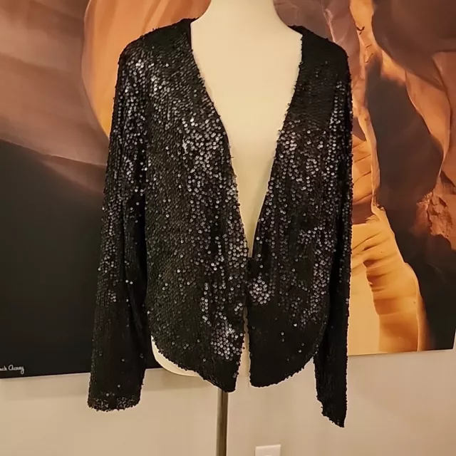 Torrid Black Sequin Evening Formal Jacket 2 2x Long Sleeve