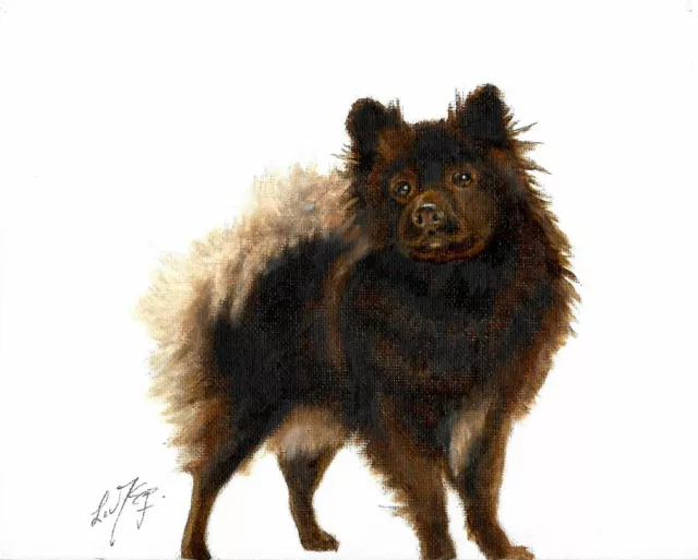 ❈ Original Oil Portrait Painting GERMAN SPITZ Puppy Dog Artist Signed Artwork