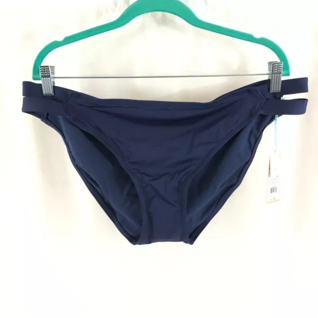 Kona Sol Womens Bikini Bottom Medium Coverage Hipster Strappy Navy Blue Size XL