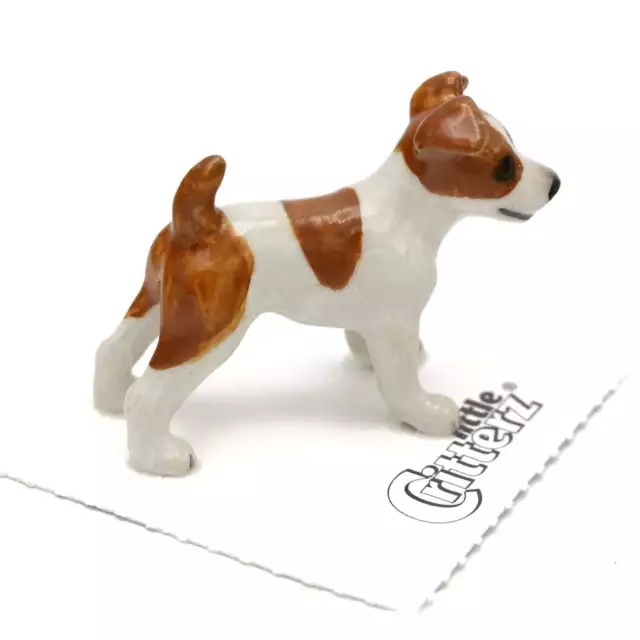 Little Critterz Dog - Jack Russell "Ajax" Animal - Miniature Porcelain Figurine