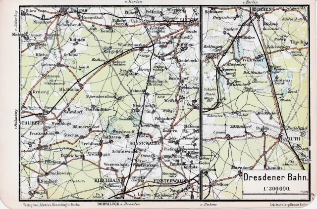 Baruth Zossen Uckro 1907 kl. orig. W-Karte + Reisef. (7 S.) Luckau Sonnewalde Au