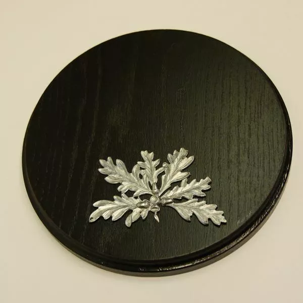 Placa de Jabalí Tablero Keiler Escudo Trofeo Redondo Oscuro Af 17cm Hoja Roble