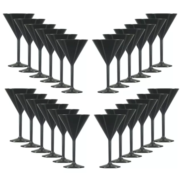 Black Plastic Reusable Cocktail/Martini Glass Parties/Bars/Events