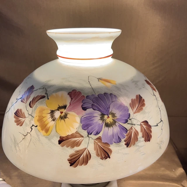 Vintage Floral GWTW Hand Painted Shade Purple Yellow 13 1/10”Fitter 7.5”Tall