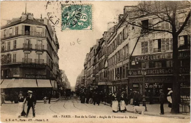 CPA PARIS (14e) Rue de la Gaite. Angle de l'Avenue du Maine (563271)