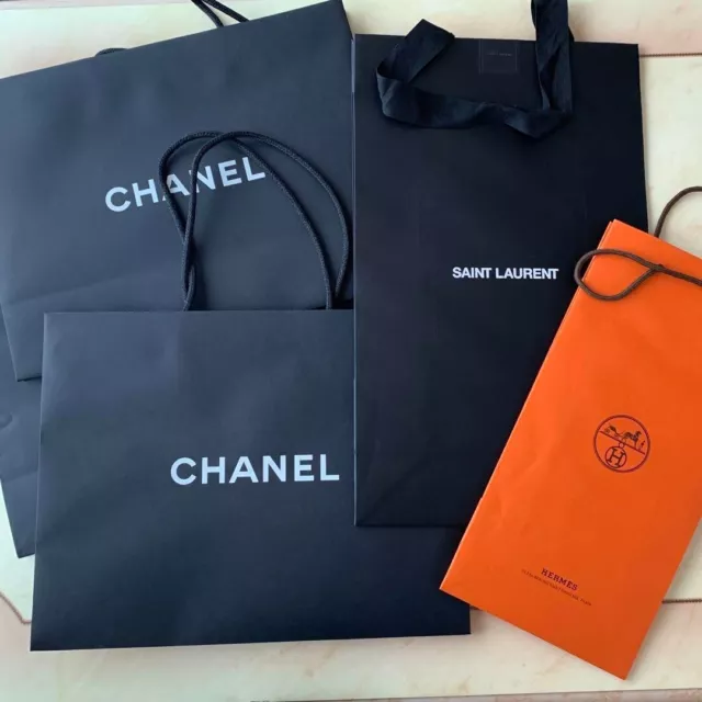 Set of 12 Paper shopping bags from Top Brands such as Chanel,Louis Vuitton,  Dior
