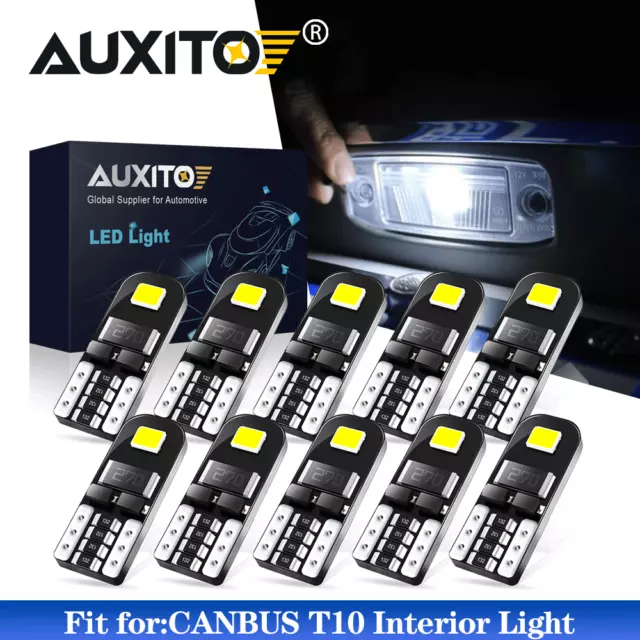 20/40pc T10 LED License Plate Light Bulbs 6000K Super Bright White 168 2825 194