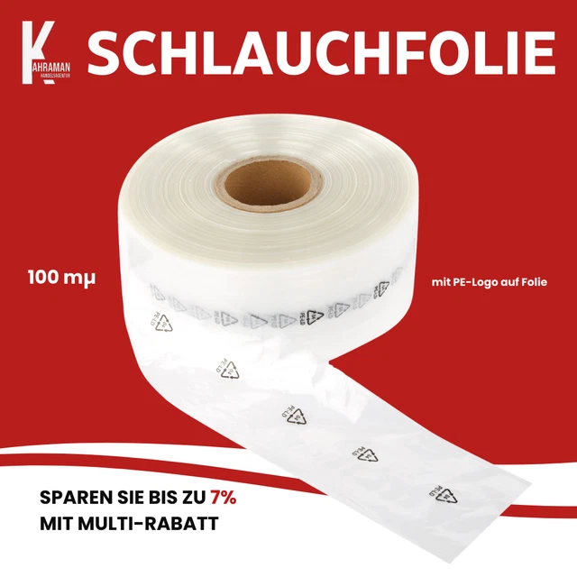 Schlauchfolie Schlauch 300/5m Schwarz 100 Mµ Folienschlauch Endlosschlauch