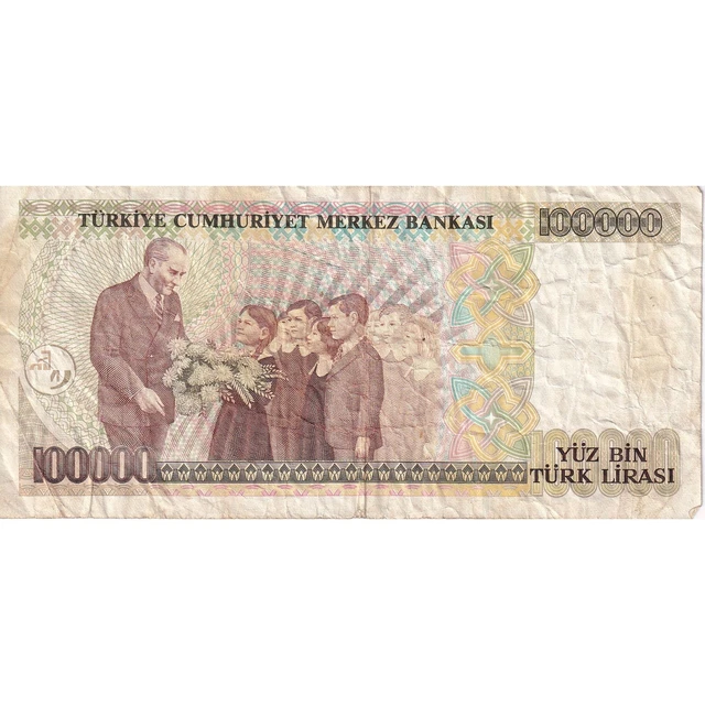 [#149826] Turkey, 100,000 Lira, KM:206, VF(30-35) 2