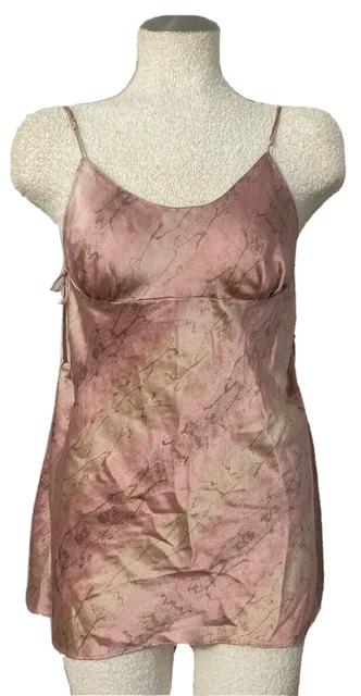 Victorias Secret VS Y2K Vintage Pink SILK Dress Set Babydoll Thong Lingerie L