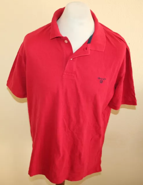 GANT HERREN Polo shirt Polohemd T-SHIRT OBERTEIL ROT Gr. XL 71CM