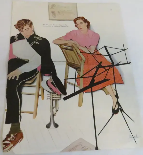 George Hughes Artist Illustration Magazine Clipping Band Room Trumpet Boy Girl