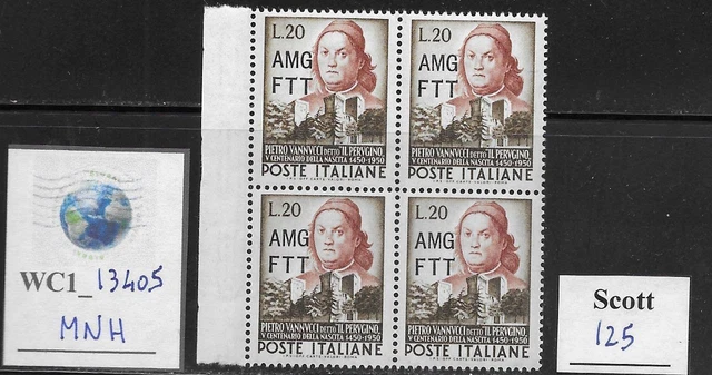 WC1_13405. ITALY:TRIESTE FTT. Block of 1951 PERUGINO. Scott 125. MNH