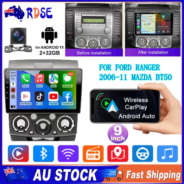 9"Android 12 Car Stereo Apple Carplay Head Unit For Ford Ranger Pj Pk Mazda Bt50