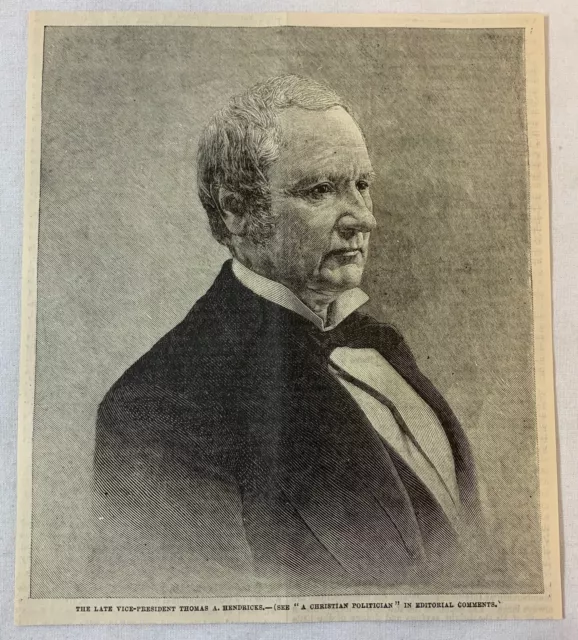 1886 Rivista Incisione ~ Vice President Thomas Un Hendricks