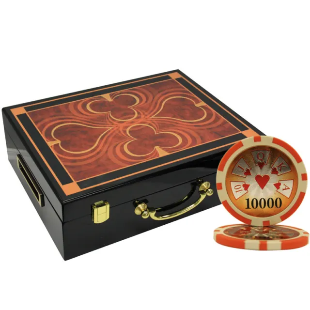 Mrc Poker 500Pcs High Roller 14G Poker Chips Set High Gloss Wood Case