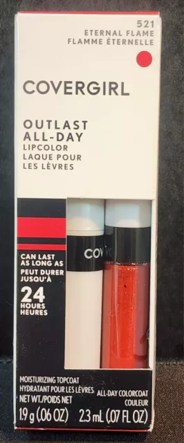 Cover Girl Outlast ALL DAY 24 Hour Lip Color & Gloss ETERNAL FLAME 521