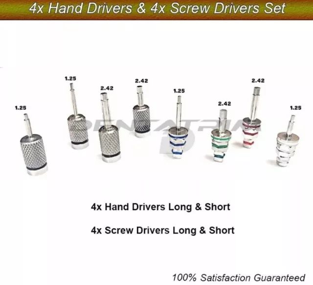 8 x Dental Implant Hand Drivers & Abutment Hex Screw Drivers Set Long & Short