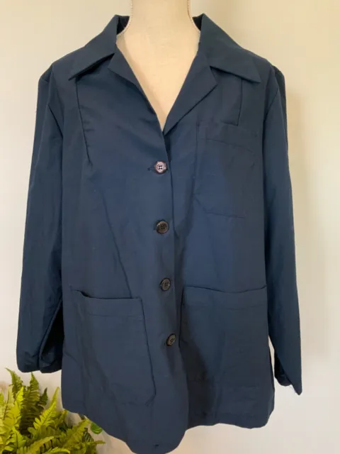 Vintage WRANGLER Womens Size XL Blue Long Sleeve Collar Button Uniform Shirt NEW