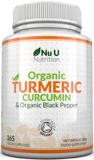 Organic Turmeric Curcumin 600mg - 365 High Strength Capsules  with Black Pepper