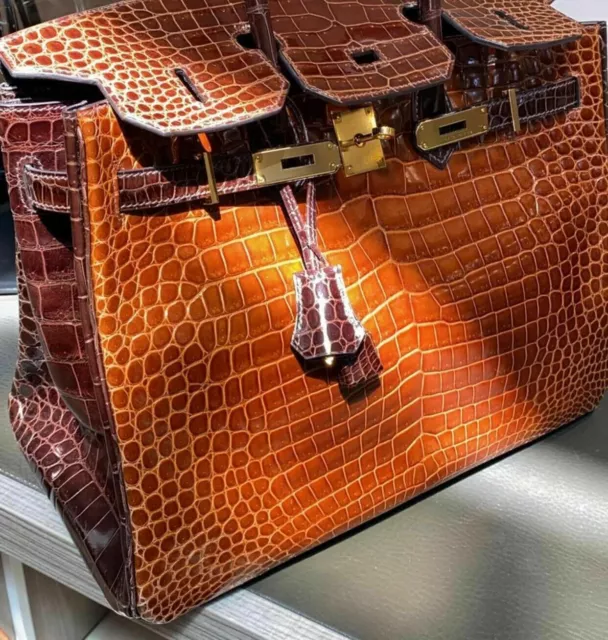 Hermès Crocodile Croco Birkin 35 Sac pour Femmes Sac à Main Or